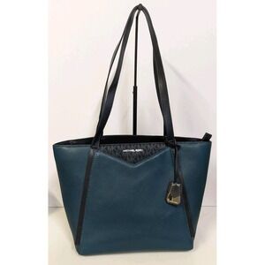 MICHAEL KORS Blue Leather Tote Bag Purse